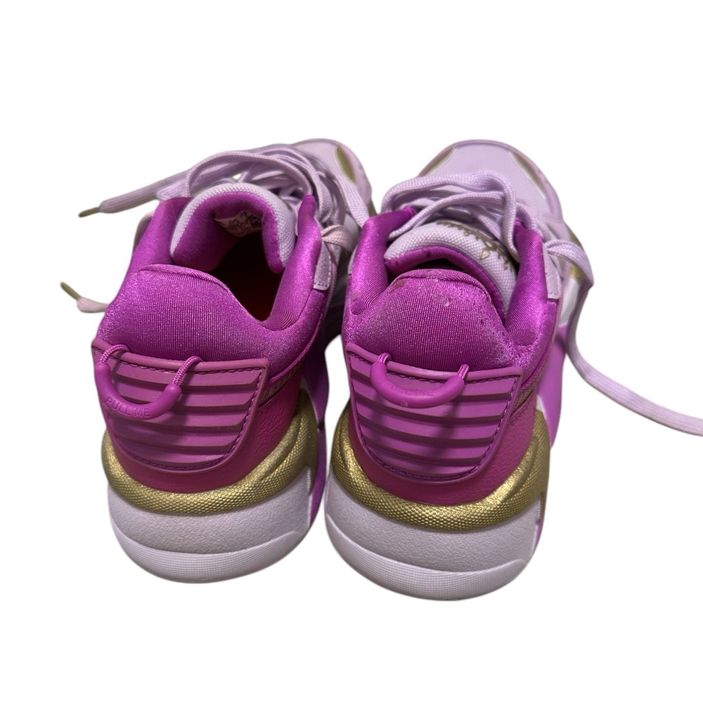 Women's Puma RS-X 7 Shoes Laces Memory Foam Purple Gold Running Retro Look New - Picture 5 of 10